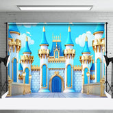 Aperturee - Aperturee Sky Blue Cartoon Grand Castle Photography Backdrop